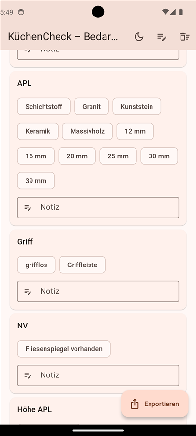 APL, Griff und NV-Auswahl