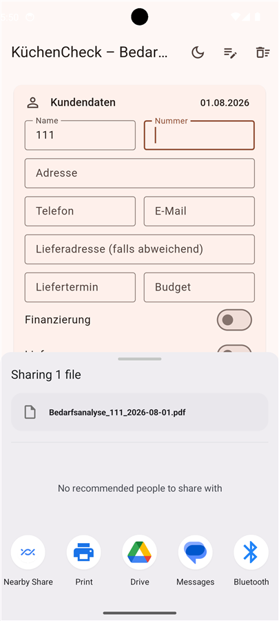 Gesprächsnotiz wird als PDF exportiert