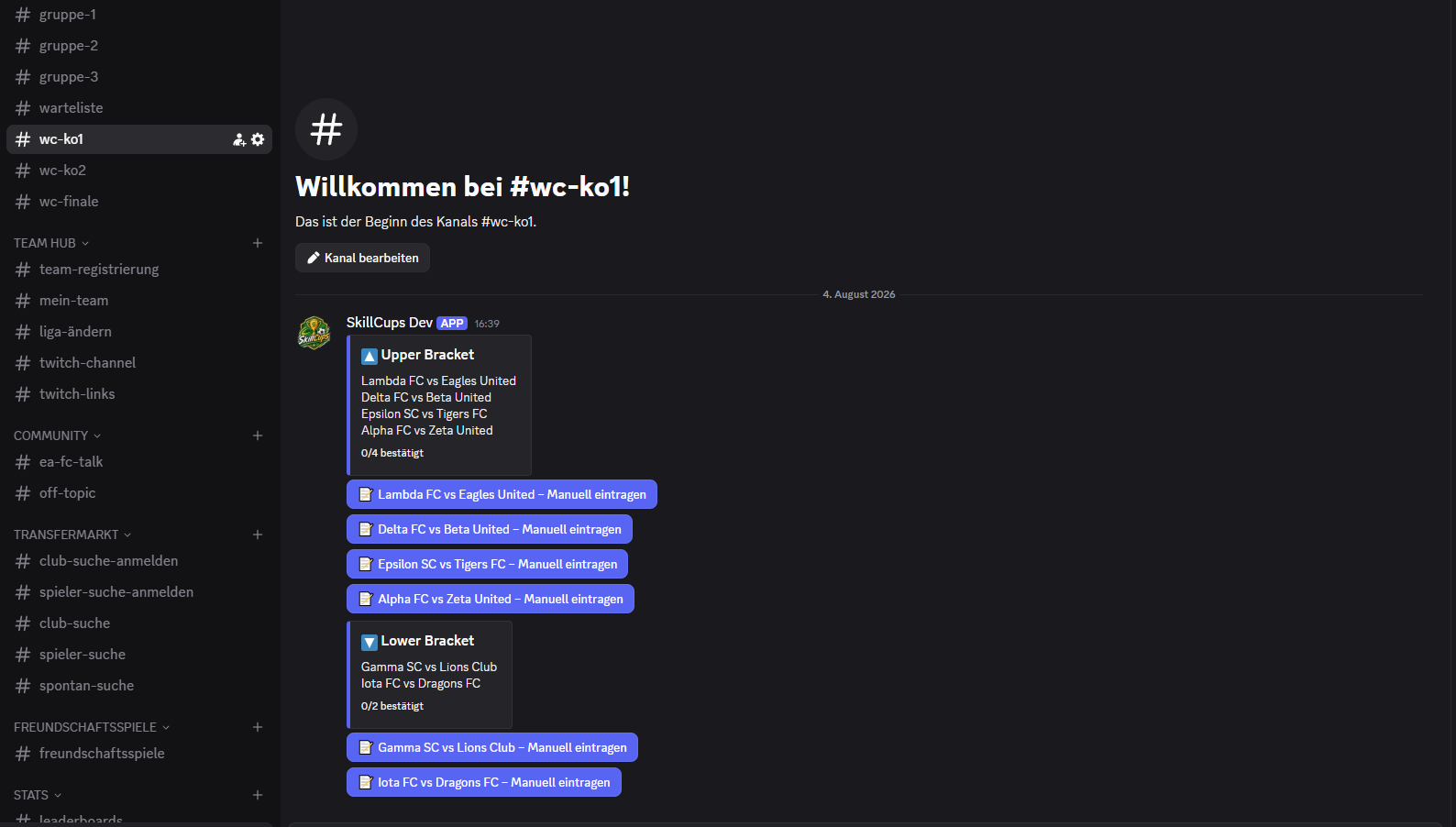 KO-Runde 1: Upper Bracket und Lower Bracket